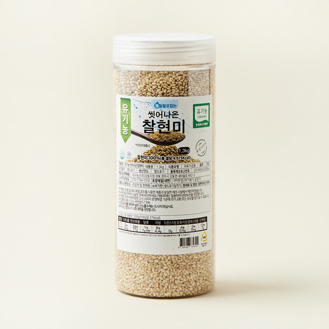 유기농 씻어나온 찰현미, 1.3kg, 1통
