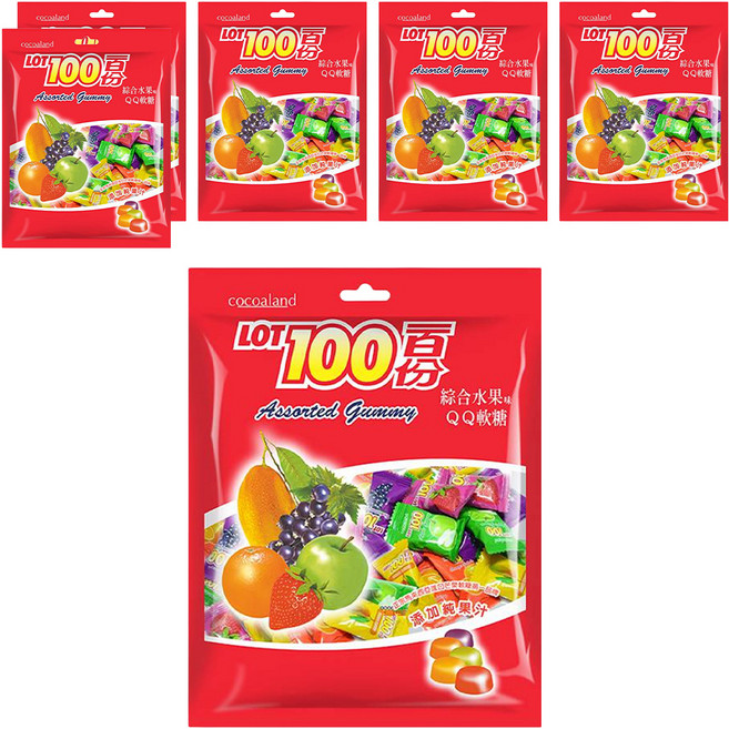 LOT100 一百份 綜合水果QQ軟糖, 200g, 6袋
