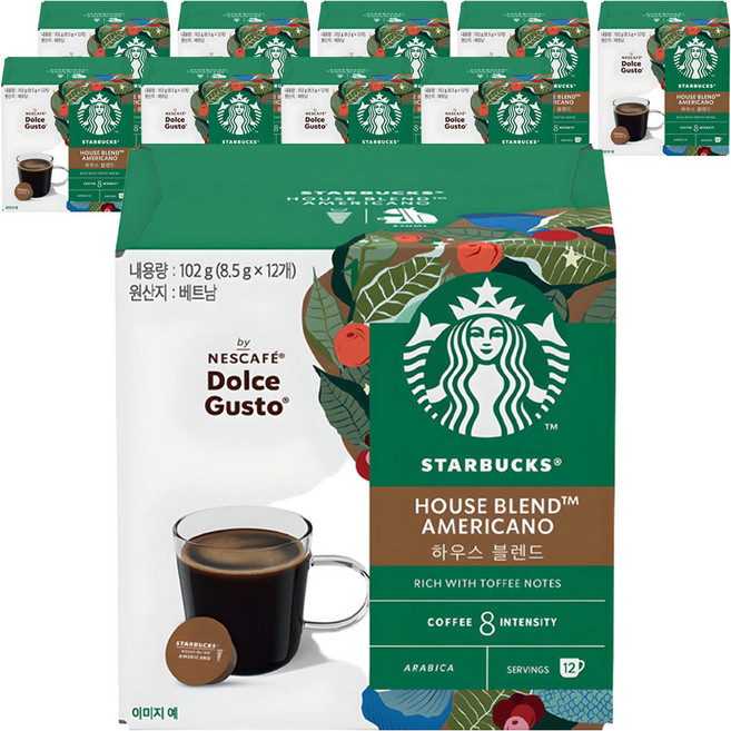 돌체구스토 스타벅스 하우스 블렌드 캡슐커피, 8.5g, 12개입, 10개