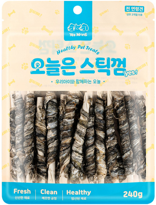 예스몽 강아지 오늘은 스틱껌, 대구껍질말이, 240g, 1개