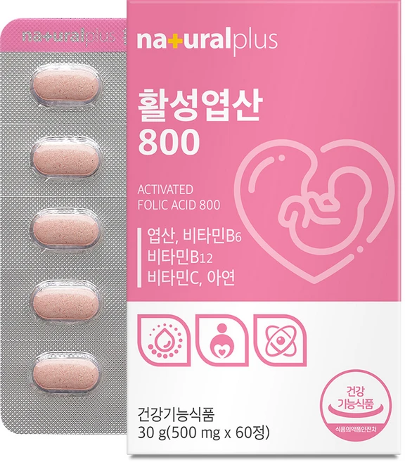 내츄럴플러스 활성 엽산 800 30g, 60정, 1개 - 쿠팡