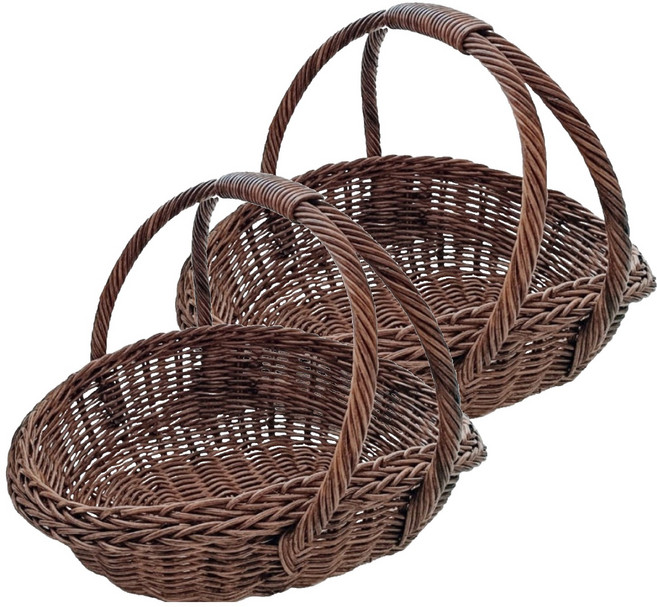 메종인다라탄샵 이태리 손잡이 선물 피크닉 라탄 바구니 소, 브라운, 2개