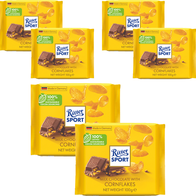 Ritter Sport 玉米脆片巧克力, 100g, 6個
