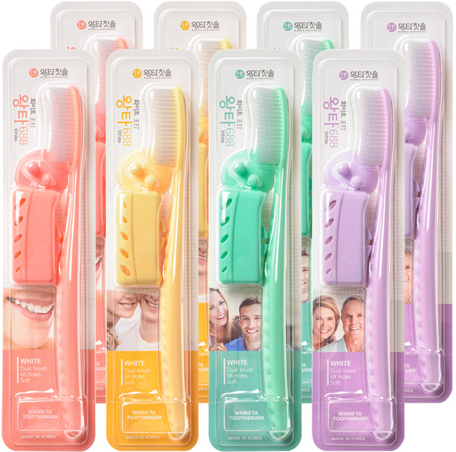 왕타 파스텔 칫솔 세트, 8개입, 1세트