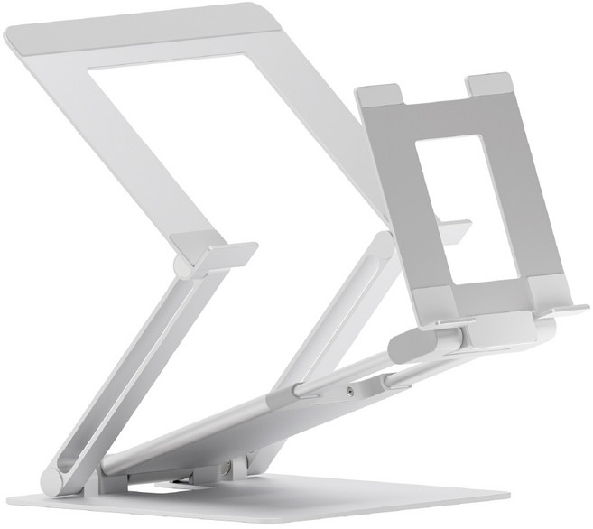 프레임바이 DW 스탠드 프로 듀얼 노트북 태블릿 거치대 알루미늄 스탠드, 실버, 1개