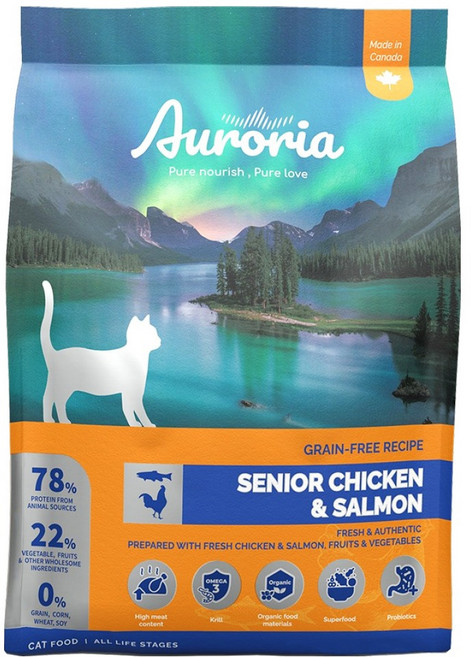Auroria 極光 全齡貓用 無穀低脂飼料, 5.44kg, 雞肉 + 鮭魚, 1袋