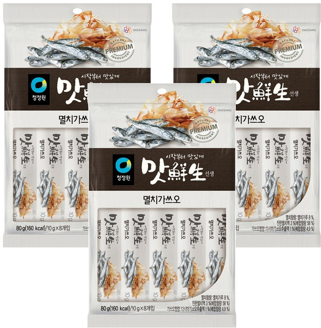 청정원 맛선생 멸치가쓰오 스틱, 80g, 3개