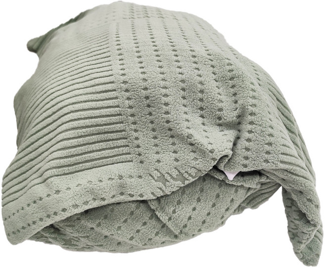 好物良品 輕奢格紋系列 防貓抓系列高彈力立體提花彈力沙發罩組 2人座 抱枕套 + 泡棉條 ＋坐墊巾, 綠色, 1組