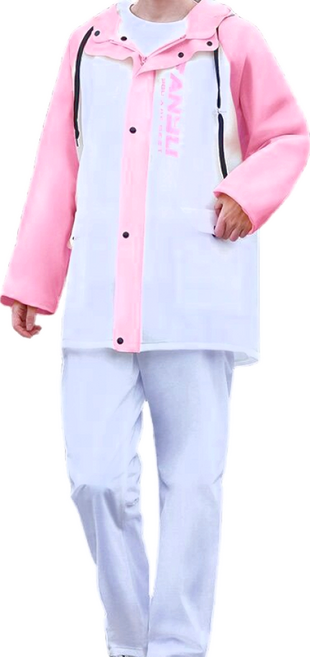 時尚兩件式雨衣, 白拼粉