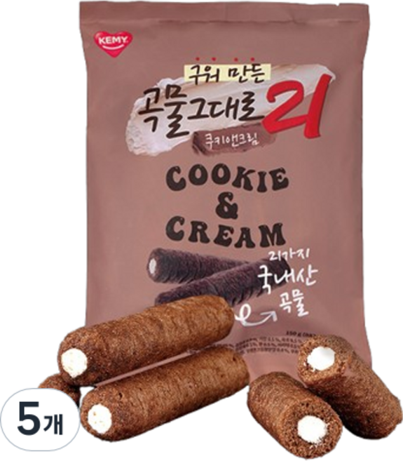 곡물그대로21 개미 크리스피롤 쿠키앤크림, 150g, 5개