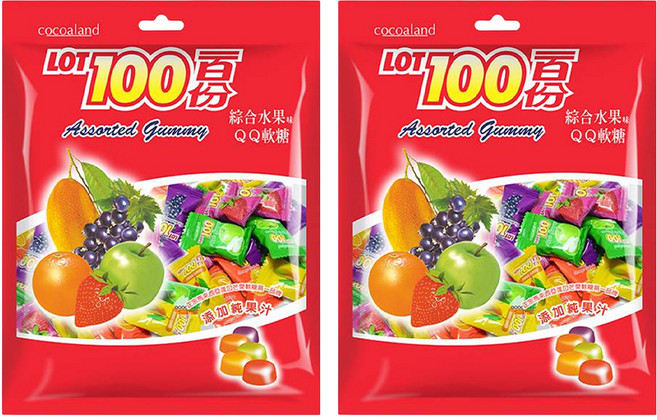 LOT100 一百份 綜合水果QQ軟糖, 200g, 2袋