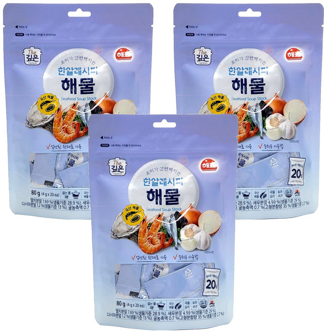 해표 한알레시피 해물, 80g, 3개