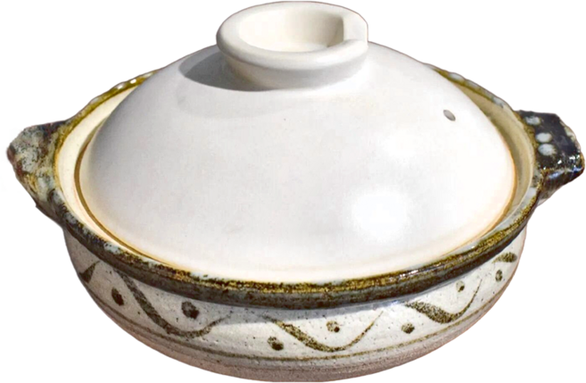 萬古燒 灰釉8號砂鍋 - 日本製 高9.5cm 容量2280mL, 26cm, 1個