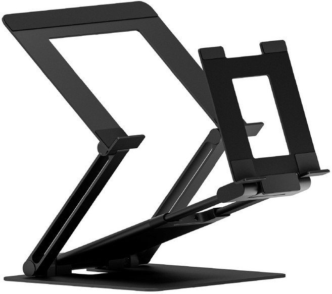 프레임바이 DW 스탠드 프로 실버 듀얼 노트북 태블릿 거치대 알루미늄 스탠드, 블랙, 1개
