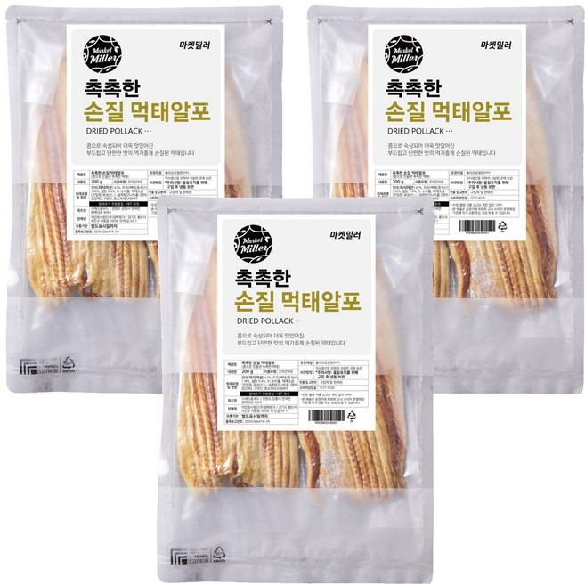 마켓밀러 촉촉한 손질 먹태알포, 200g, 3개