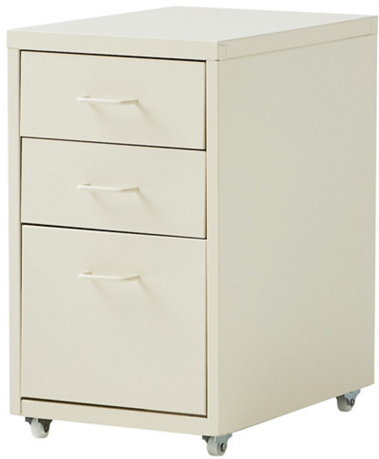 한샘 마카롱 철제 3단 서랍장, 크림화이트