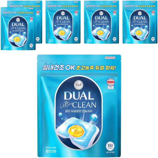 CLA Dual 極淨膠囊洗衣精 潔淨棉香, 100入, 6個