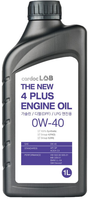 카닥랩 더 뉴 4 PLUS 엔진오일, 1개, 0w40, 1L