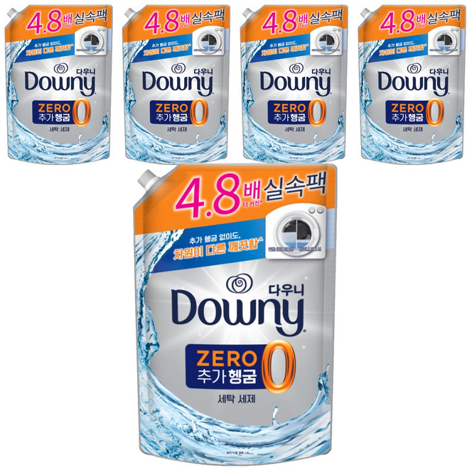 다우니 프리미엄 추가헹굼제로 액체형 세탁세제 리필, 1.4L, 5개