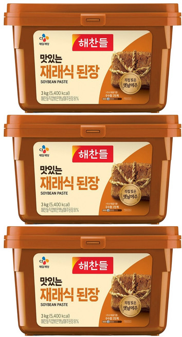 해찬들 맛있는 재래식 된장, 3kg, 3개