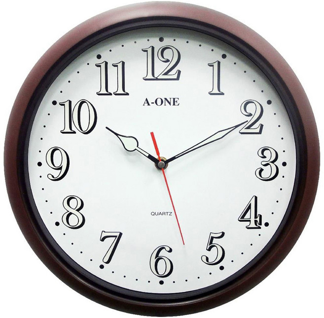 A-ONE 金吉星 超級夜光數字掛鐘, 咖啡色 + 白色