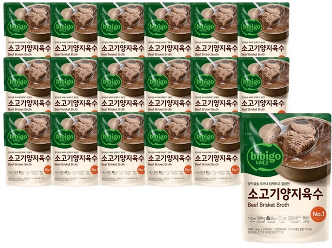 비비고 소고기양지육수, 500g, 18개