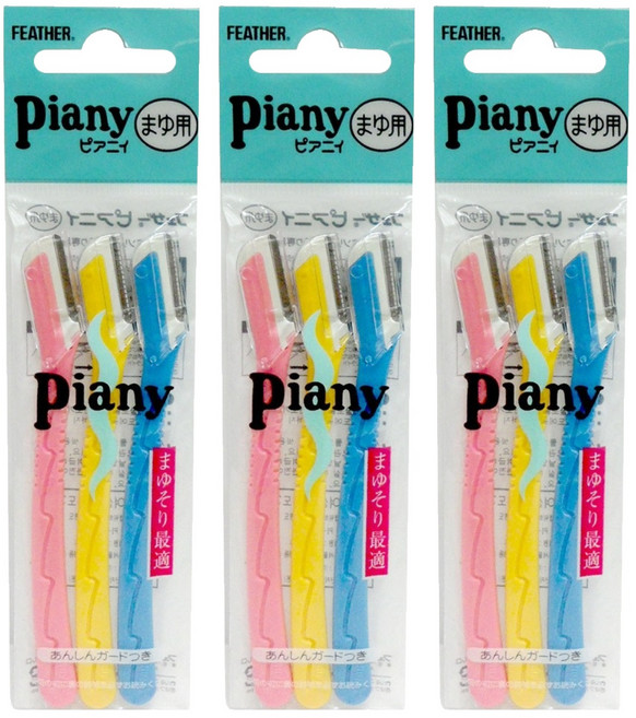 페더 PIANY-ML 눈썹 짧은 날 3Ea, 옐로우, 블루, 핑크, 3개