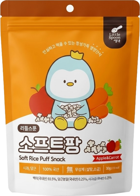 Little Spoon 寶寶爆米香 5個月以上, 蘋果胡蘿蔔, 30g, 1包