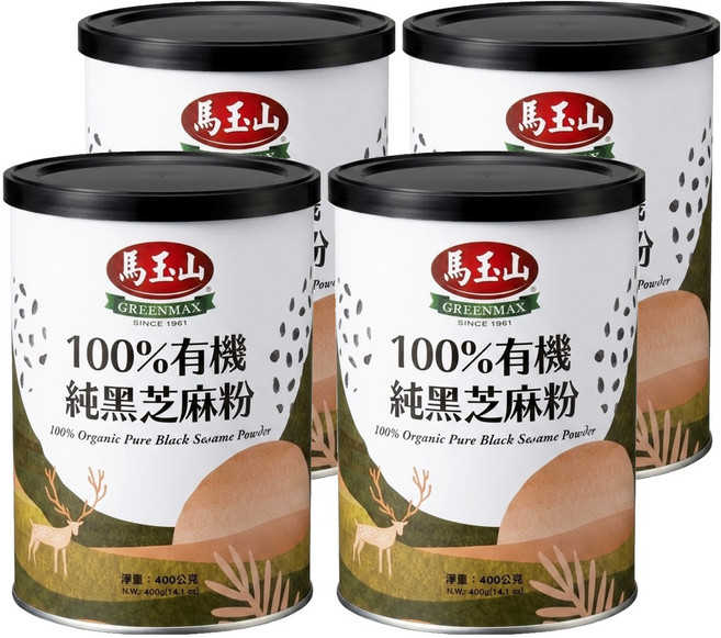 馬玉山 有機純黑芝麻粉, 400g, 4罐