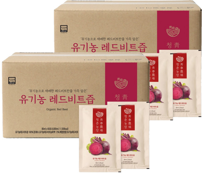 청춘농장 유기농 레드비트즙, 4.8L, 2개