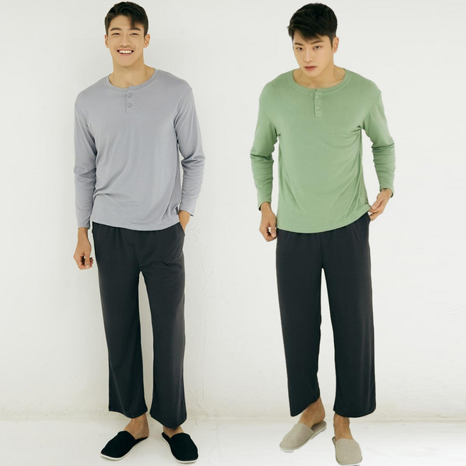 테라우드 남성용 피치기모 코쿤 라운드넥 파자마 상하의 2세트