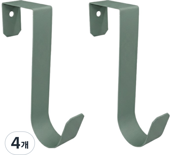 마켓피아 문 옷걸이 걸이형 후크 다용도 정리 도어훅, 빈티지 그린, 4개