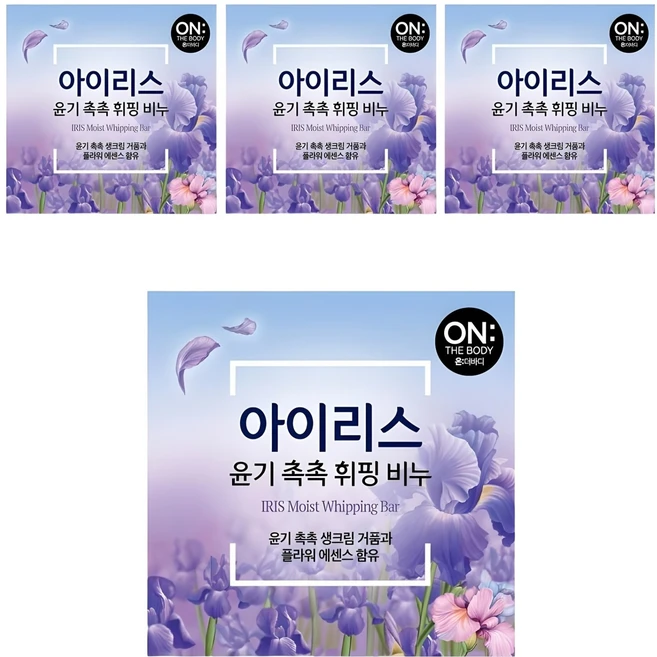 온더바디 플라워 휘핑 비누 아이리스, 90g, 4개 - 쿠팡