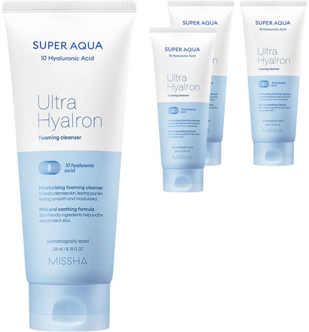 미샤 수퍼 아쿠아 울트라 히알론 포밍 클렌저, 200ml, 4개