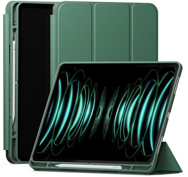 신지모루 스마트커버 펜슬 수납 태블릿 케이스, 딥그린, 1개
