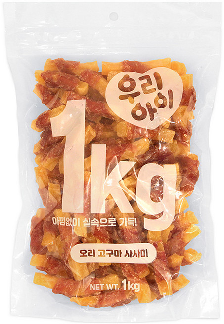 데이스포 강아지 우리아이 사사미, 오리+고구마, 1kg, 1개