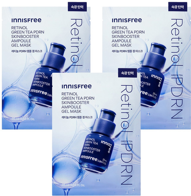 INNISFREE A醇綠茶PDRN安瓶凝膠面膜 25ml, 3片, 1片
