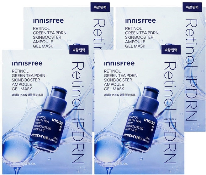 INNISFREE A醇綠茶PDRN安瓶凝膠面膜 25ml, 4片, 1片