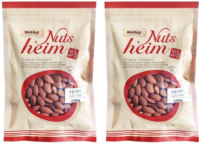 웰넛 자연두레 구운 아몬드, 200g, 2개