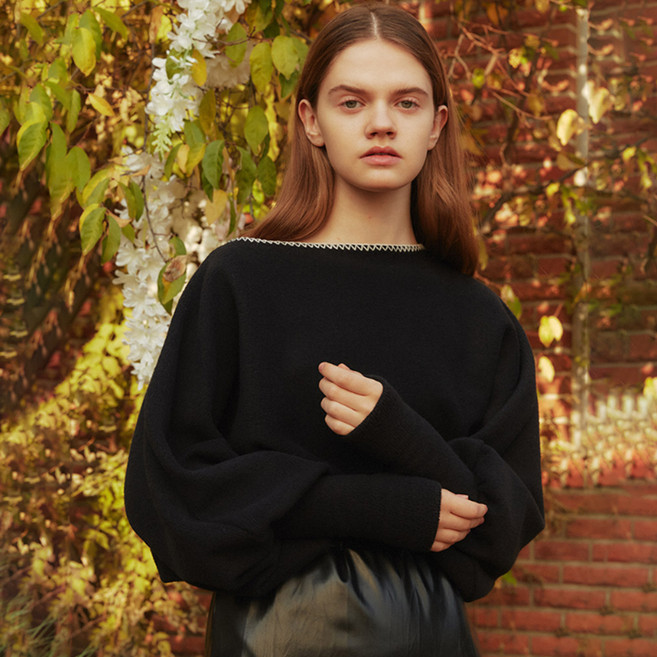 1159스튜디오 여성용 A3 BLANKET STITCH BATWING SLEEVE 긴소매 티셔츠