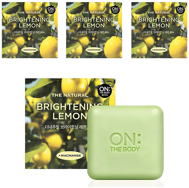 온더바디 더내추럴 브라이트닝 비누 레몬향, 90g, 4개