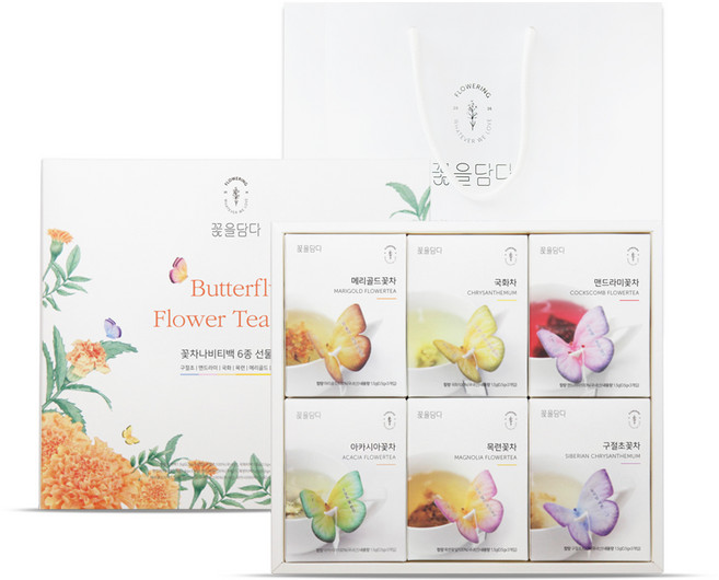 꽃을담다 나비티백 6종세트, 꽃차 6종, 1세트