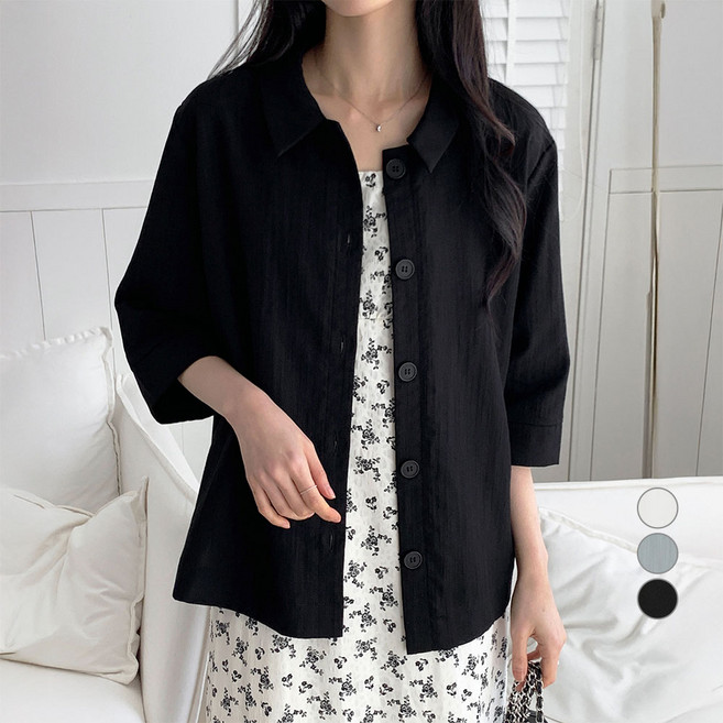 아피나르 여성용 7부 슬리브 셔켓