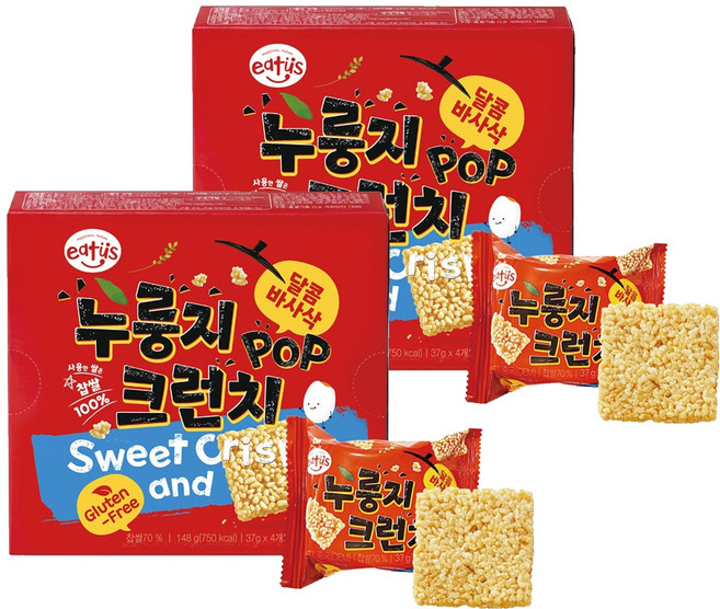 이더스 누룽지 POP 크런치 4p, 148g, 2개