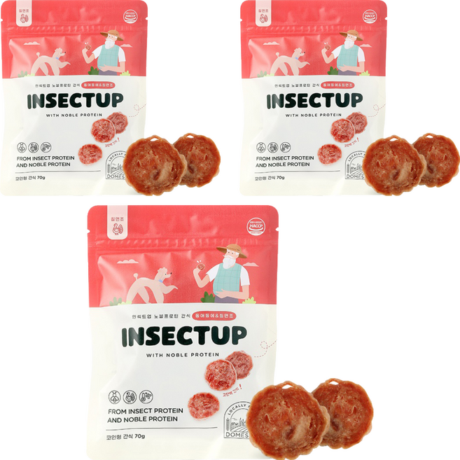 인섹트업 노블프로틴 강아지 간식, 동애등에 + 칠면조 혼합맛, 70g, 3개