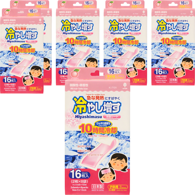 [쿠팡수입] 코쿠보 열 냉각시트 어린이 성인 겸용 복숭아향, 16개입, 6개