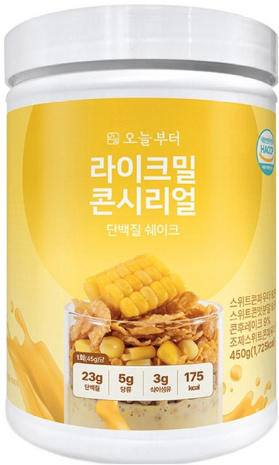 오늘부터 라이크밀 단백질 쉐이크 콘시리얼맛, 1개, 450g