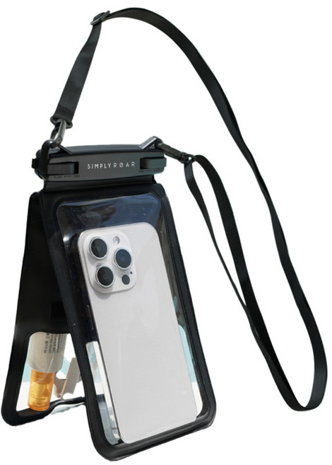 심플리로어 투 포켓 스마트폰 방수팩 + 넥스트랩 세트, 블랙, 1세트