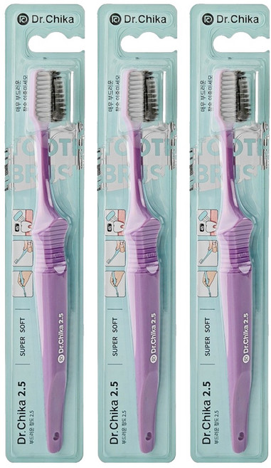 닥터치카 치과 펜그립 칫솔 2.5, 3개, 1개입