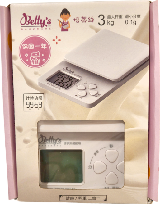 Betty's 焙蒂絲 電子秤, TT-301, 3kg, 白色